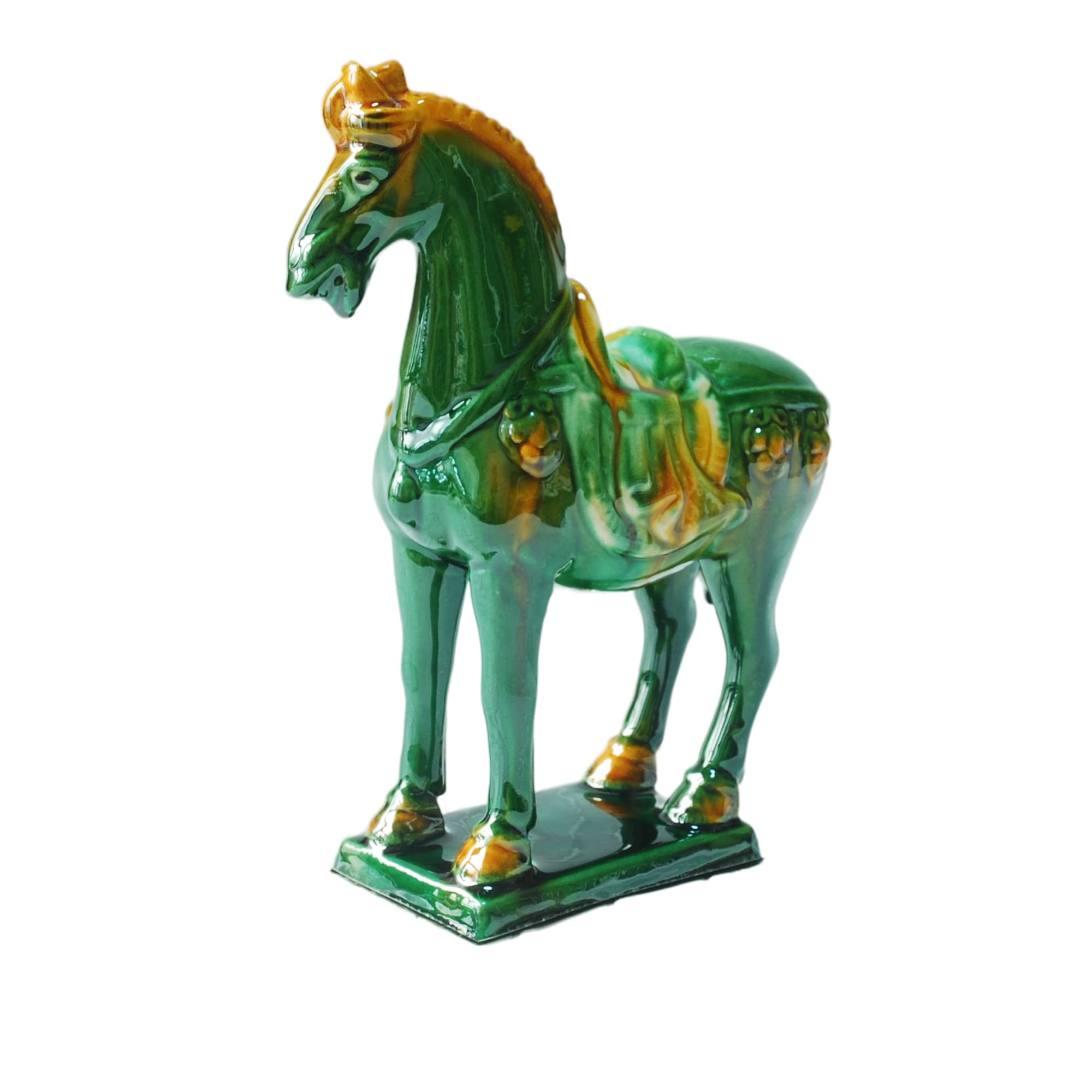 19cm Green Handmade -Tang Dynasty Tri-Color Horse Sculpture 2