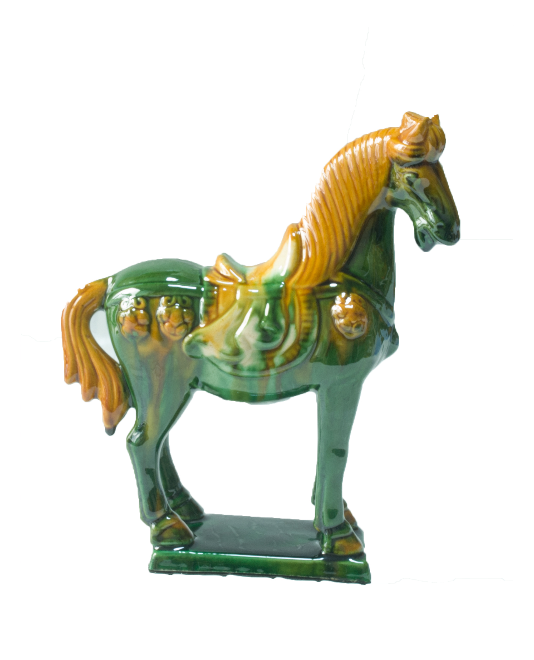 19cm Green Handmade -Tang Dynasty Tri-Color Horse Sculpture 3