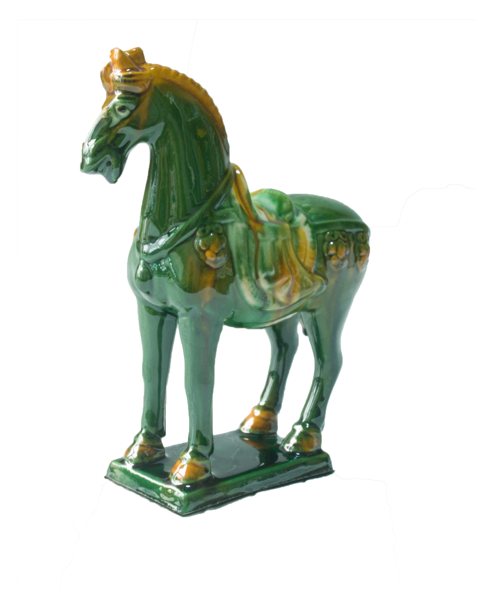 19cm Green Handmade -Tang Dynasty Tri-Color Horse Sculpture 4