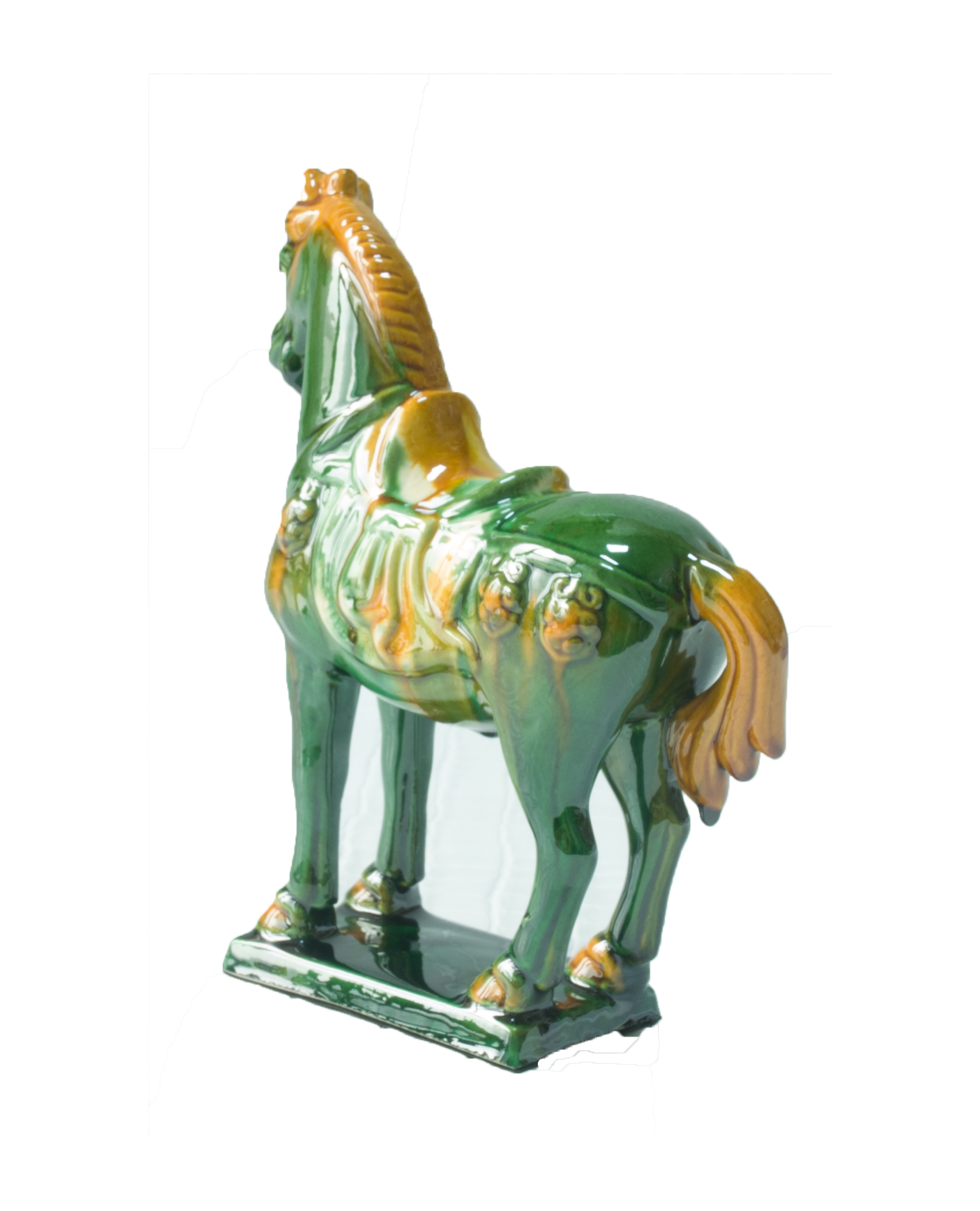 19cm Green Handmade -Tang Dynasty Tri-Color Horse Sculpture 5