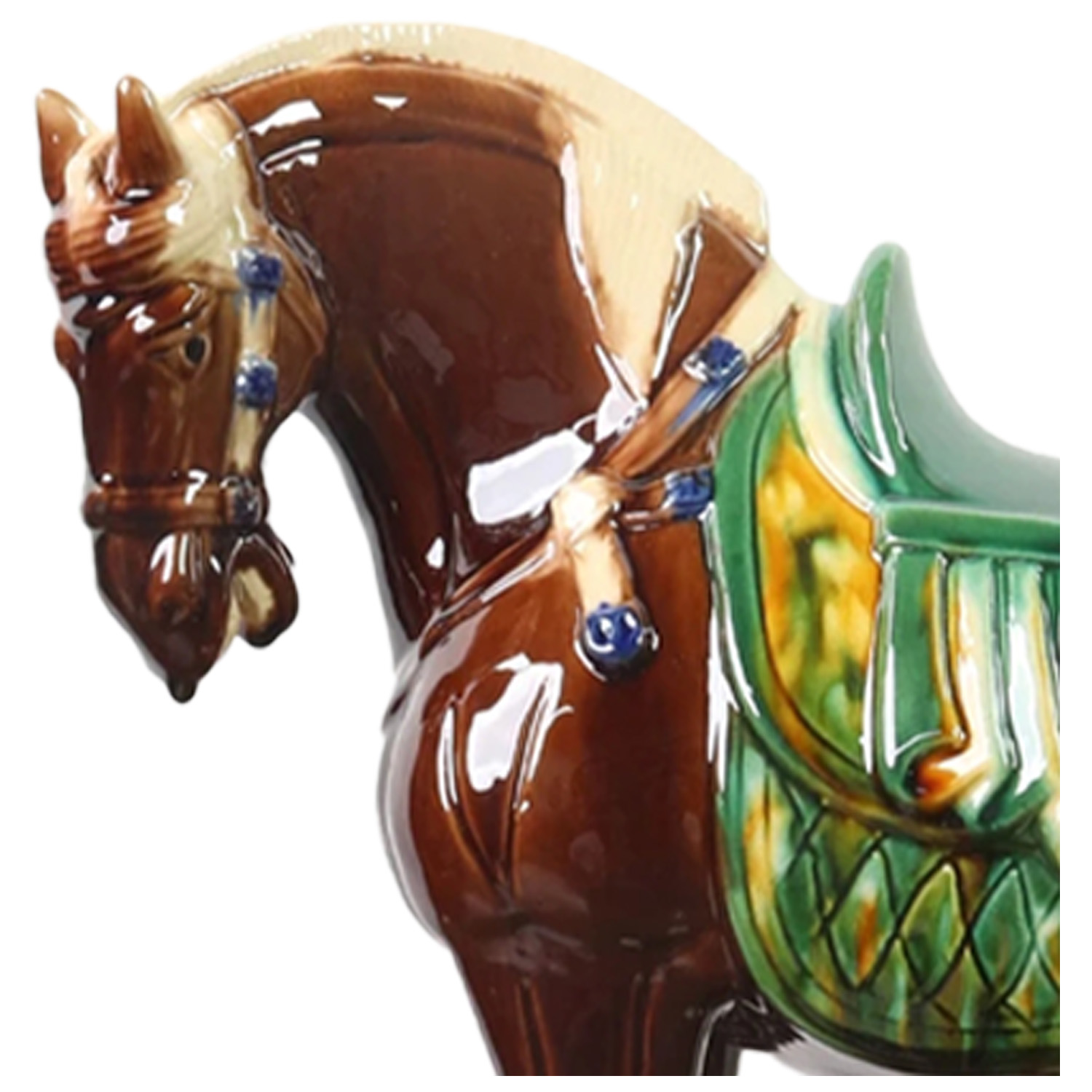 Large Tang Dynasty Tangsancai Glazed Ceramic Horse Statue Brown 16in 4