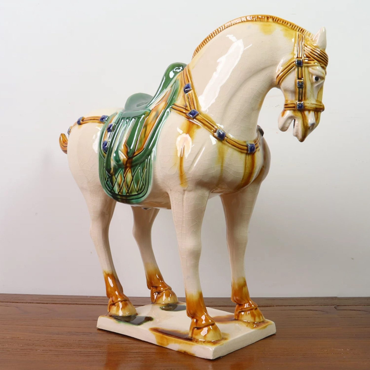Large Tang Dynasty Tangsancai Glazed Ceramic Horse Statue Inory 16in 1