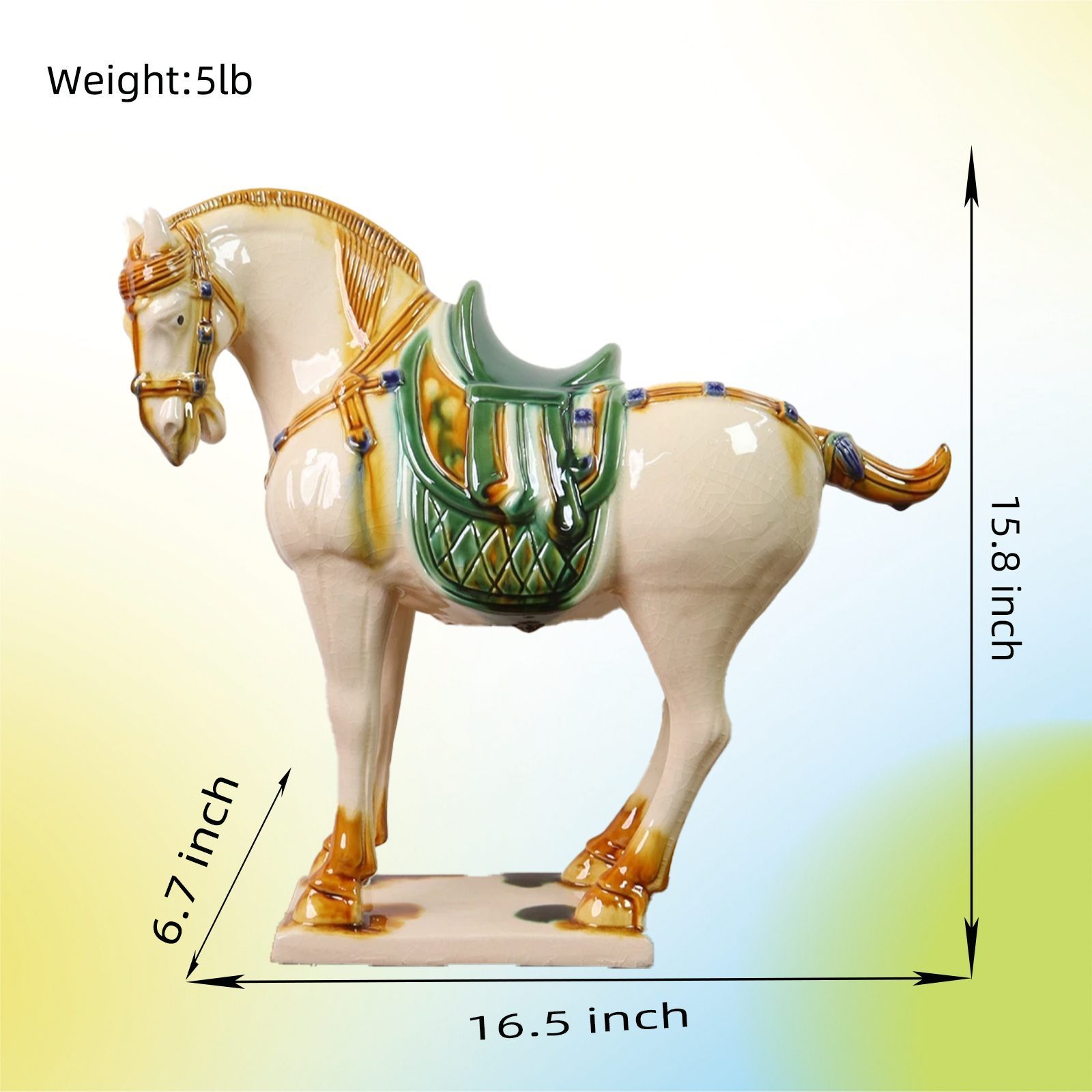 Large Tang Dynasty Tangsancai Glazed Ceramic Horse Statue Inory 16in 2
