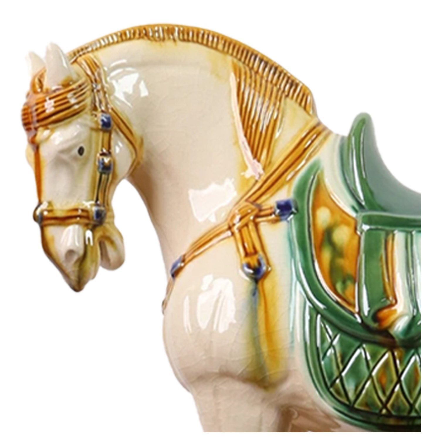 Large Tang Dynasty Tangsancai Glazed Ceramic Horse Statue Inory 16in 3