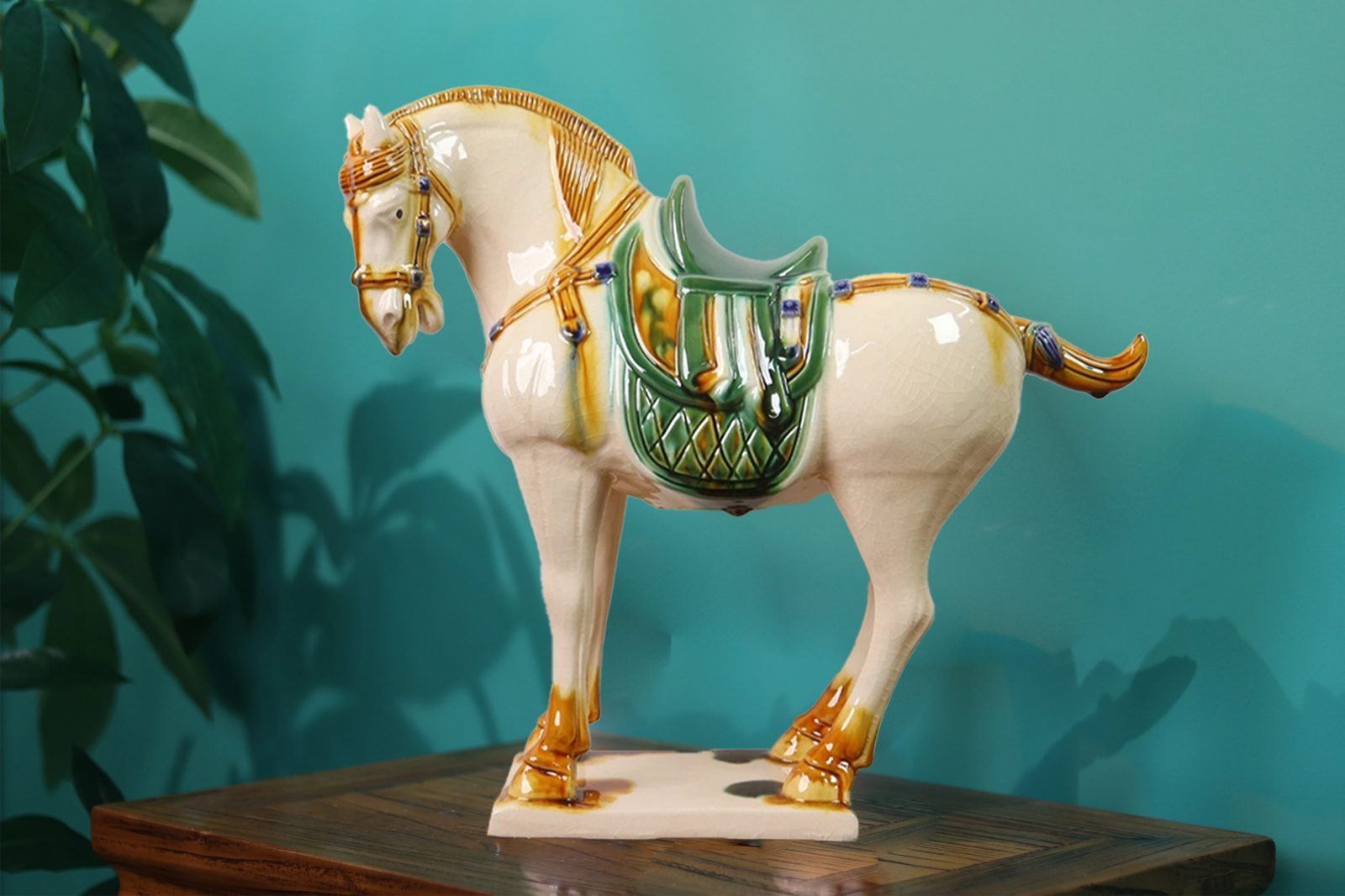 Large Tang Dynasty Tangsancai Glazed Ceramic Horse Statue Inory 16in 7