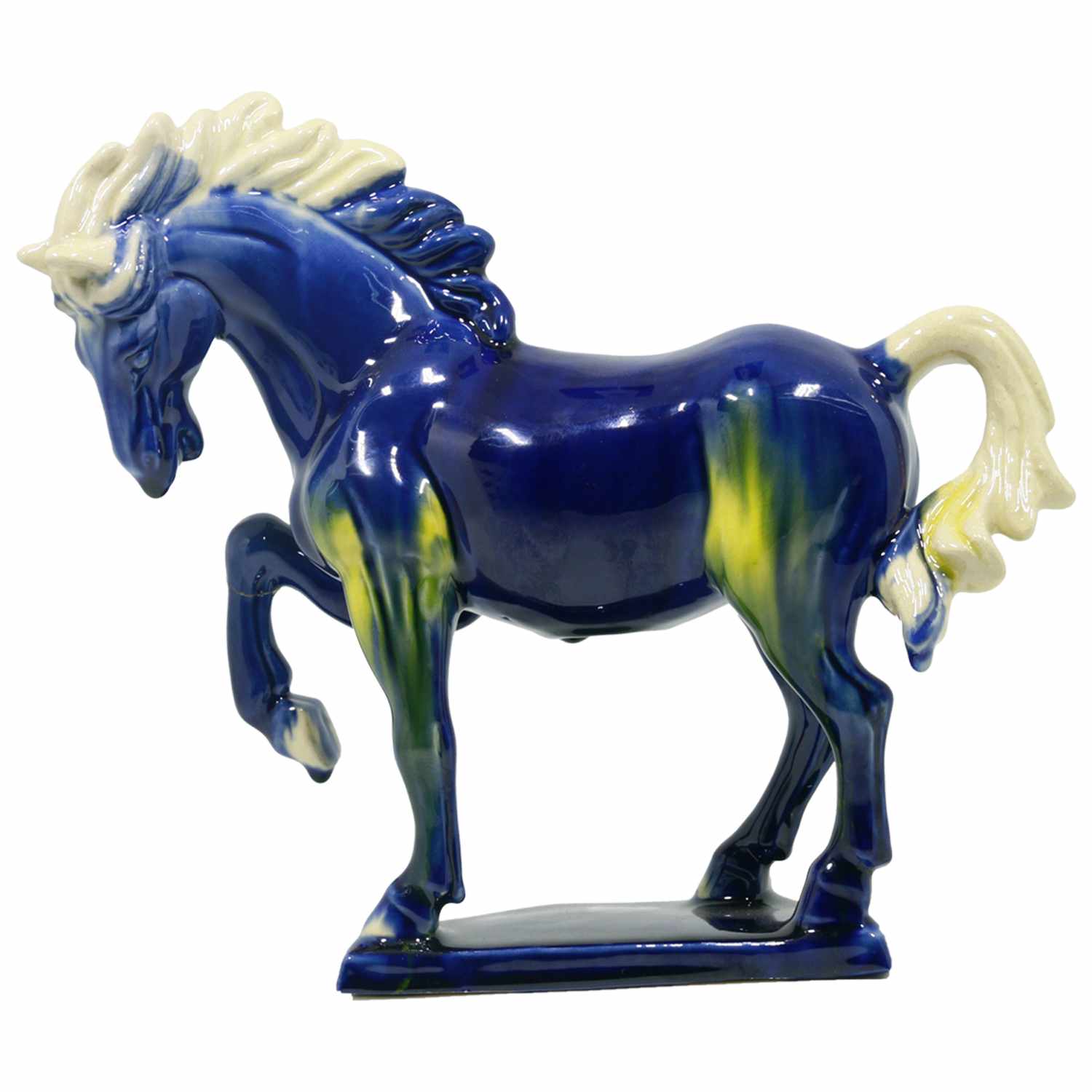 Blue Ceramic Horse Sculpture -8 inch 1