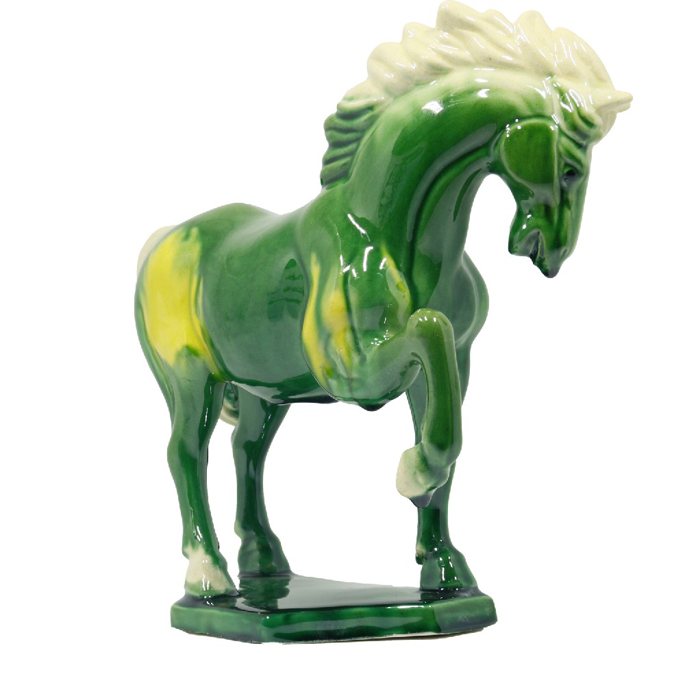 Green Ceramic Horse Sculpture -8 inch