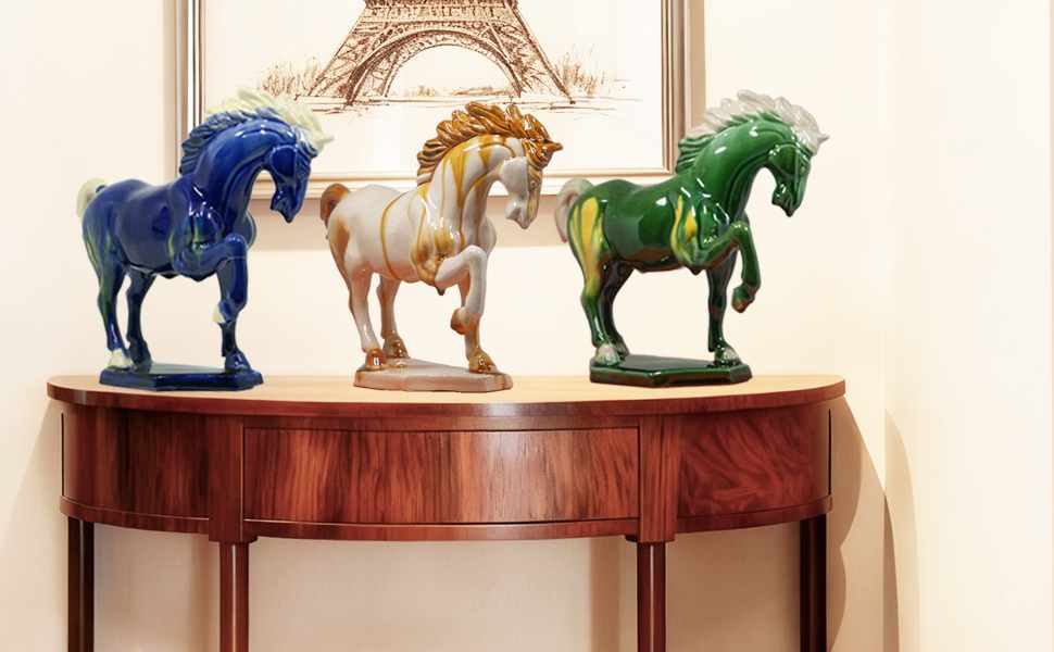 Blue Ceramic Horse Sculpture -8 inch 6
