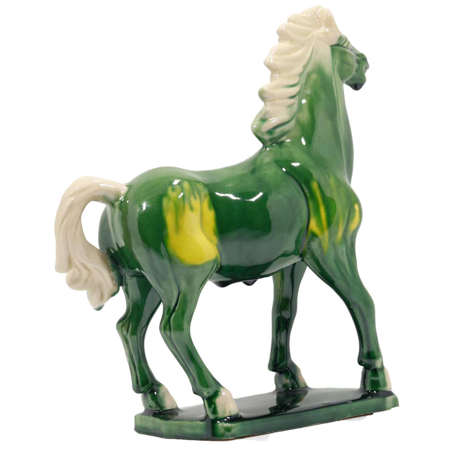 Green 9" Handmade Chinese Ceramic Horse Sculpture - 9 Inch Tang Dynasty Tri-Color Porcelain Figurine, Museum Quality Home Office Desk Decor, Authentic Cultural Art Piece - Symbol of Strength & Success 3