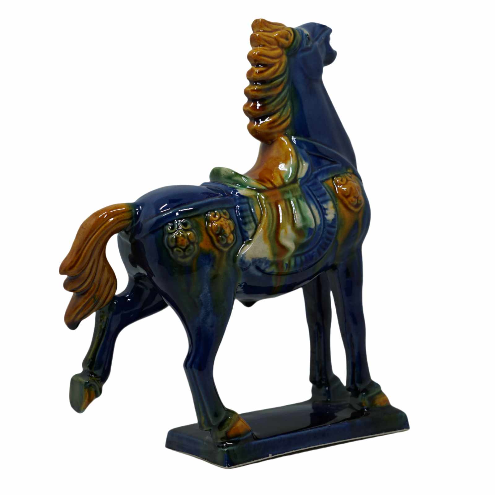 Blue 19cm Handmade -Tang Dynasty Tri-Color Horse Sculpture 5