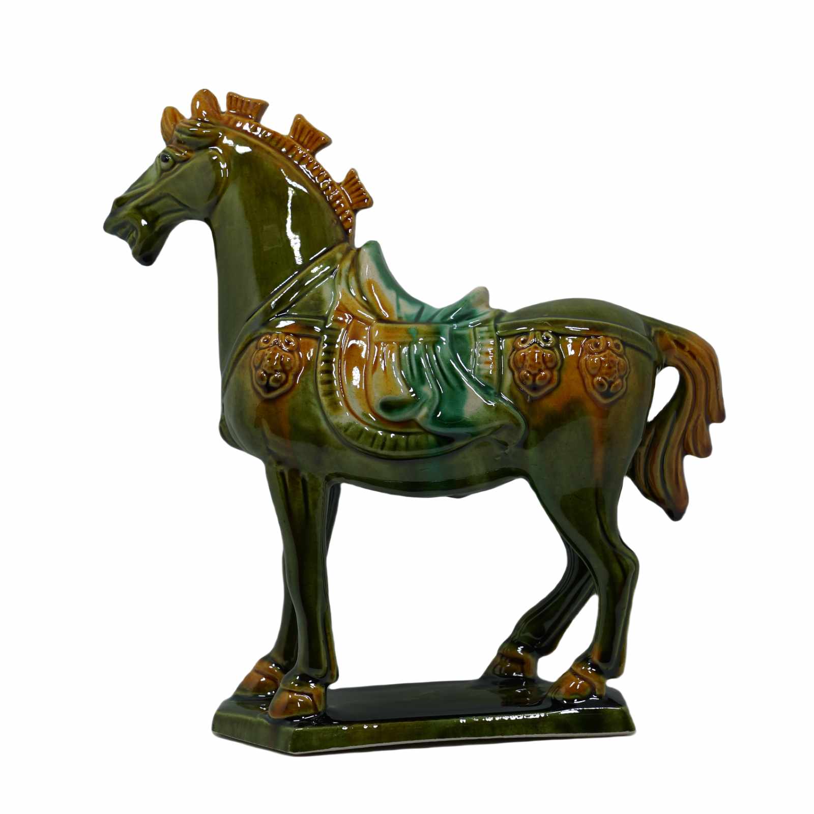 19cm Grass Green Handmade -Tang Dynasty Tri-Color Horse Sculpture 1