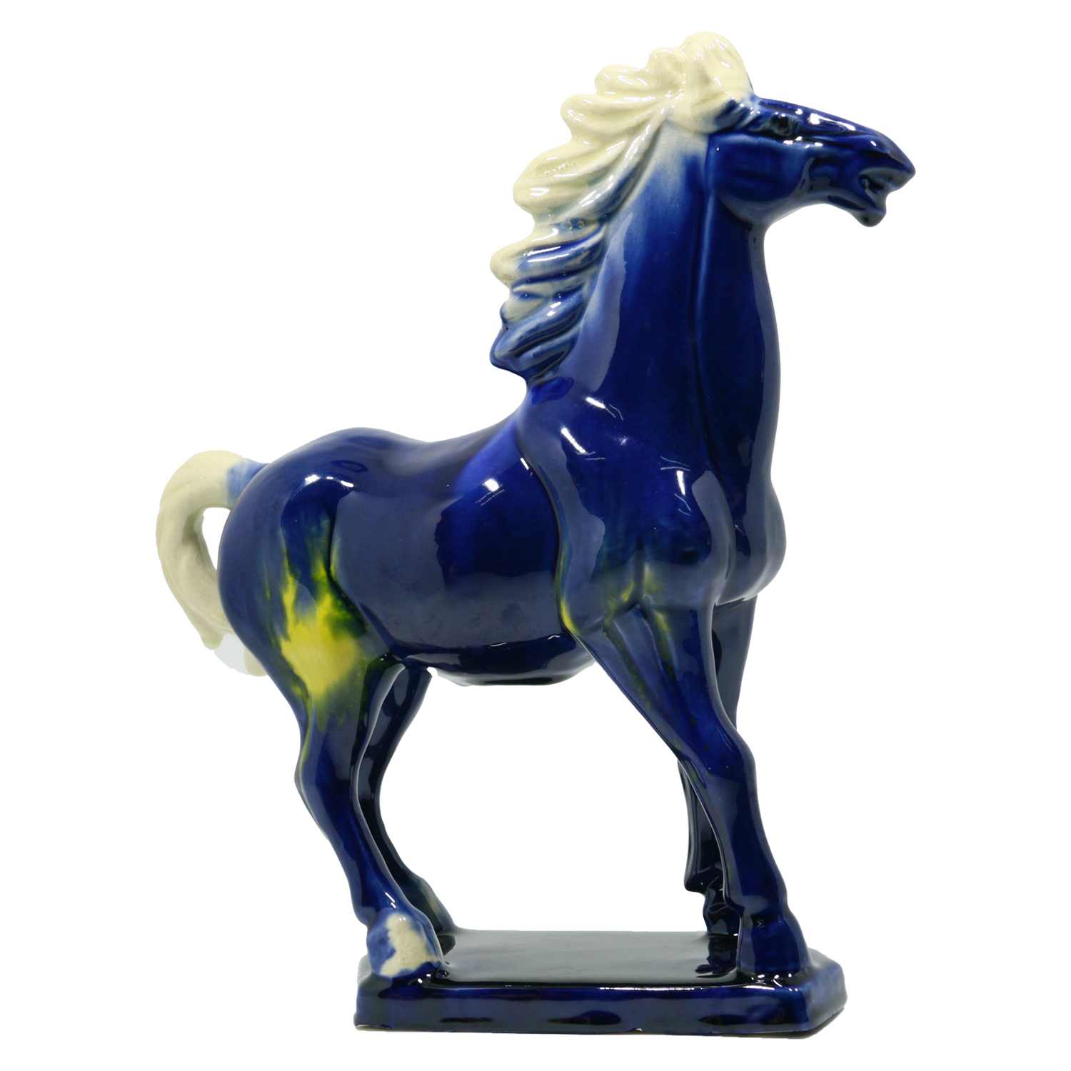 Blue 9 Handmade Chinese Ceramic Horse Sculpture - 9 Inch Tang Dynasty Tri-Color Porcelain Figurine, Museum Quality Home Office Desk Decor, Authentic Cultural Art Piece - Symbol of Strength & Success 3